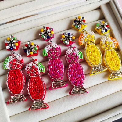 [Like Activities] GirlgoBeads BottleSequin Drop Earrings For WomenBright Crystals Pendant Hanging Earrings Jewelry Gifts