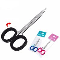 Hot 1pcs Stainless Steel Green Silicone Ring Rainbow Eyebrow Trimmed Makeup Tools Beauty Scissors Gauze Cut Cuticle Scissors.