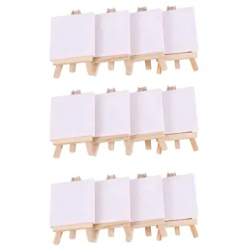 12pcs Artists 5 inch Mini Easel +3 inch x3 inch Mini Canvas Set Painting  Kids Craft DIY Drawing Small Table Easel for School