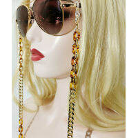 New Fashion Leopard Print Acrylic Metal Lobster Buckle Cuban Chain Splicing Glasses Chain