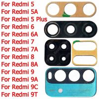 สำหรับ Xiaomi Redmi 9 9A 9C 9T 5พลัส5A 6 6A 7 7A 8 8A พร้อมสติกเกอร์ติดกาวฝาครอบเลนส์เดิมด้านหลังเลนส์กล้องถ่ายรูปกระจกอะไหล่ทดแทน