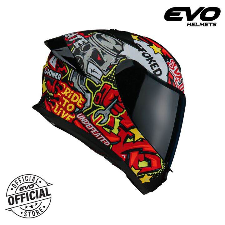 Evo Svx Graffiti Full Face Dual Visor Helmet Motorcycle With Free