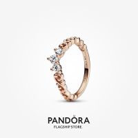 Official Store Pandora 14K Rose Gold Plated Regal Swirl Tiara Ring