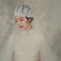 Vintage Juliet Bridal Veils Cape Wedding Accessories Pearls Tulle Cotton Lace Veils for Brides Short Cathedral Ivory two Layers