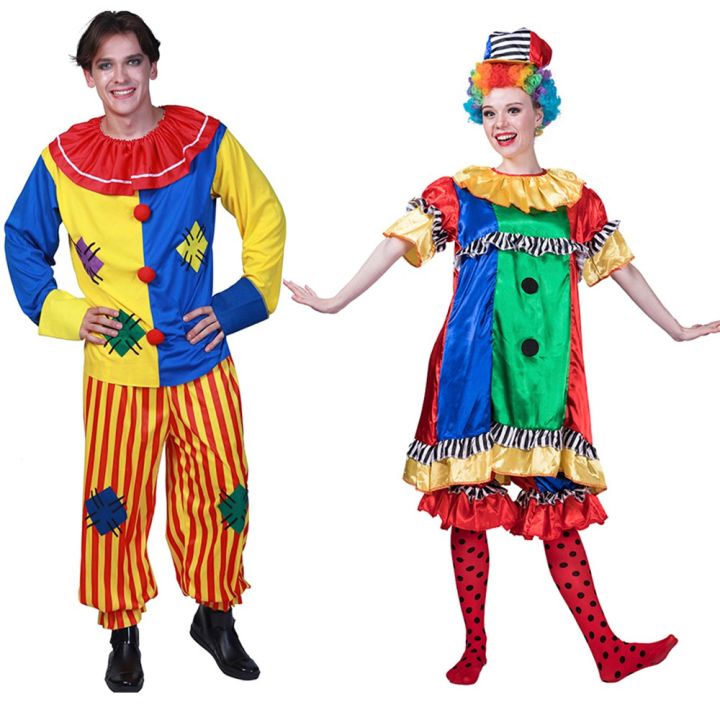 HOT★Funny Circus Clown Costume For Adult Men Women Joker Cosplay ...