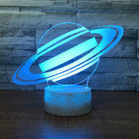 Saturn Universe Night Light โคมไฟ3D Sky Planet LED โคมไฟ7โคมไฟตั้งโต๊ะที่มีสีสันสำหรับเด็กของขวัญปาร์ตี้ฐานสีขาวพร้อมสวิตช์สัมผัส