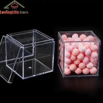 2PCS Small Transparent Plastic Storage Box Clear Square