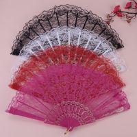 1PC Ladies Lace Folding Fan Flower Printing Hand Fan Art Craft Gift Decor Wedding Party Home Decoration Dance Fan Ornament