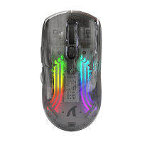 เมาส์แบบออปติคัลวัวสามโหมดไฟ RGB เล่นเกมแบบโปร่งใสไร้สายบลูทูธรองรับเมาส์แล็ปท็อปอุปกรณ์เสริมเมาส์ไร้สายมีความละเอียดอ่อน