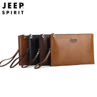 JEEP SPIRIT กระเป๋าถือแฟชั่นสำหรับผู้ชาย,กระเป๋าคลัทช์หนัง PU นิ่มสไตล์ธุรกิจกระเป๋าสตางค์ใส่บัตรแฟชั่นลำลองหรูหรา