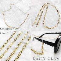 สายคล้องแมส&amp;สายคล้องแว่น โซ่ เรเซอร์สีทอง สแตนเลสแท้100% Mask Strap Stainless Steel Chain Gold สายคล้องแมสผู้ชาย สายคล้องแมสผู้หญิง สร้อยคอ