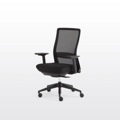 Modernform เก้าอี้สำนักงาน รุ่น Series15S เก้าอี้ แขนปรับได้ ขาไนลอน เบาะผ้าดำ พนักพิงตาข่ายสีดำ
