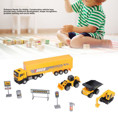 1:58 Alloy Engineering Vehicle Toys Set Container Truck Set Engineering Vehicle Set for Children Gift