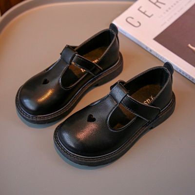 Children Leather Shoes for School Black Uniforms for Girls Loafers Versatile Love Hollow Out Boys Simple British Wind Kids Shoes