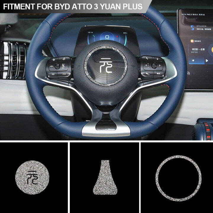 BETOP For BYD Atto 3 Yuan Plus Car Steering Wheel Panel Alloy Trim Sticker Center Sticker Ring BETOP For BYD Atto 3 Yuan Plus Car Steering Wheel Panel Alloy Trim Sticker Center Sticker Ring