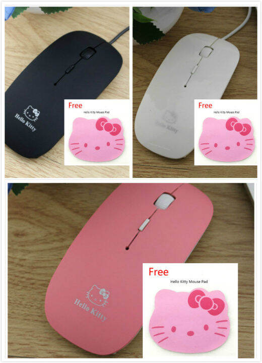 Ready Stock Hello Kitty Usb Optical Wired Mouse With Scroll 1000 1200