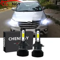 ชุดหลอดไฟหน้ารถยนต์ฮาโลเจน LED V4 6000K สีขาว แบบเปลี่ยน สําหรับ TOYOTA INNOVA 2012 2013 2014 2015 1 คู่ เสียบและเล่น