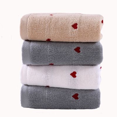 Love Heart Embroidered Terry Cotton Towels for LoversCouples Absorbent Face Hand Towel Bathroom Washcloth