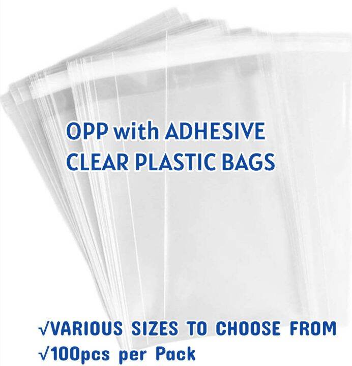 OPP With Adhesive Clear Plastic Bags SMALL BIG Sizes 100pcs Per Pack