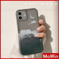 Mowin - เข้ากันได้สำหรับ เคสไอโฟน เข้ากันได้สำหรับ เคส iPhone เคสซิลิโคนนุ่มคุณภาพสูง TPU เคสใสขอบสี่เหลี่ยมเต็มรูปแบบการป้องกันกล้องกันกระแทกโปร่งแสงเมฆสีดำดวงจันทร์สไตล์เรียบง่ายสำหรับ iPhone 13 Pro Max 12 Pro Max 11 Pro Max 7 Plus XR XS MAX