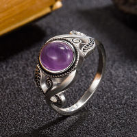 Natural amethyst ring women Thai silver natural purple diamond ring fashion jewelry XIMH