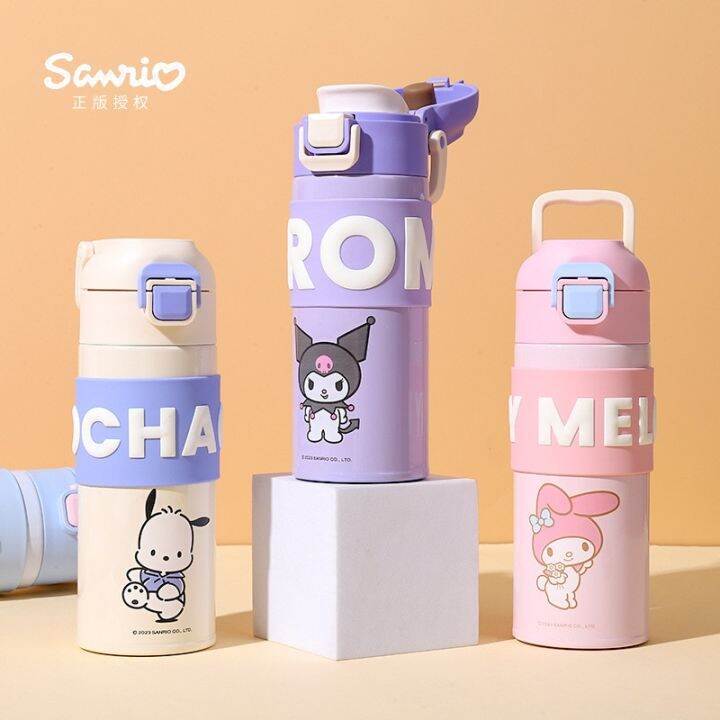 420ml Sanrioed Thermos Cup Kawaii Anime Kuromi Cinnamoroll Thermal Bottle  304 Stainless Students Portable Water Bottle Kids Gift