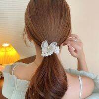 [COD] Mori super fairy pearl bow hair ring sweet girl exquisite tie high elastic head ins accessories