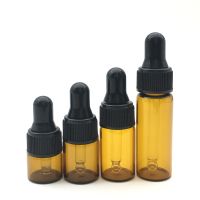 5pcs/lot 1ml 2ml 3ml 5ml Small Amber Perfume Bottles Small Clear Dropper Vial For Essential Oil Glass Bottles