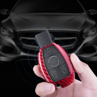 Carbon Fiber Style Car Key Case Cover For Mercedes Benz A E C G M R V S Class W204 W205 W212 W213 W176 GLC CLA GLA AMG Key chain