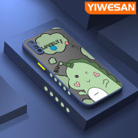 YIWESAN เคสสำหรับ Realme C3ลายการ์ตูนไดโนเสาร์น่ารักแบบใหม่ฝาหลังเคสโทรศัพท์แบบแข็งขอบสี่เหลี่ยมปลอกซิลิโคน Tutup Lensa Kamera เคสป้องกันการกระแทก