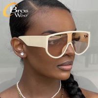 (Bros Woo) Oversized Siamese Sunglasses 2023 New Personality Vintage Anti UV Punk Glasses