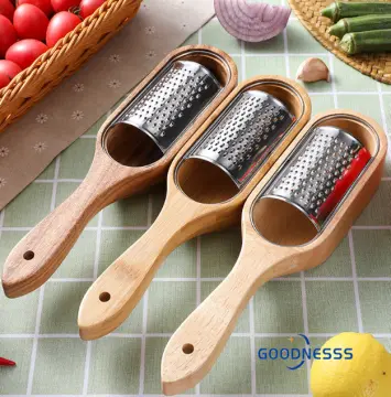 Wooden Cheese Grater with Handle,Rustic Brown Cheese Shredder with Storage  Space