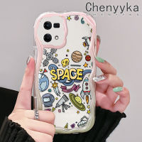 เคส Chenyyka สำหรับ OPPO Reno 7 4G Reno 8 4G F21 Pro F21s Reno 4 Pro Reno 6เคสการ์ตูนดาวเคราะห์จักรวาลน่ารักสีสันเนื้อครีมคลื่นขอบกล้องเคสป้องกันซิลิโคนอ่อนชัดเจนกันกระแทก