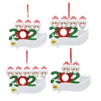 4-Piece Set of DIY Name Blessings Resin Mask Snowman Christmas Tree Hanging Pendant