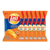 เลย์ มันฝรั่งแท้ทอดกรอบ รสบาร์บีคิว 50 กรัม x 6 ซอง/Lays Real Potato Chips Crispy BBQ Flavor 50g x 6 Packs