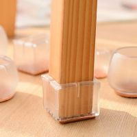 hotx【DT】 Transparent Silicone Rectangle Round Leg Cap Foot Table Floor Noise Reduction Mute Accessories