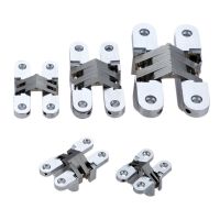 DRELD 2pcs 304 Stainless Steel Hidden Hinges Invisible Concealed Folding Door Hinge For Kitchen Furniture Hardware with screws