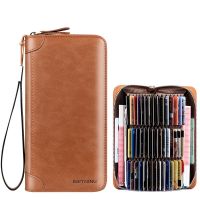 RFID Blocking Passport Money Bags For Male Business ID/Credit Card Wallet Mens Genuine Leather Card Holder Multifunction Purses Card Holders
