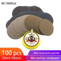 【LZ】✲♛  100pcs Wet Dry Sandpaper Assortment 80-7000 Grit Sander Disc 2inch 50mm With Hook and Loop Sanding pad for Wood