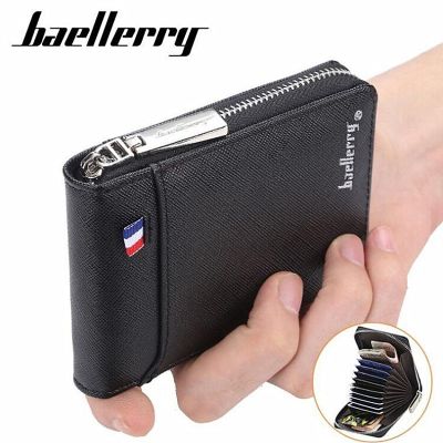 （Layor wallet）Baellerry กระเป๋าใส่บัตรหลายช่องสุดสร้างสรรค์,กระเป๋าใส่เหรียญหนังกระเป๋าสตางค์ชายแบบสั้นกระเป๋าคลัทช์ใส่บัตรแบบลำลองใส่กระเป๋าเก็บบัตรบัตรประจำตัว