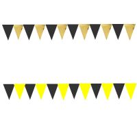 12Flags Black Gold Yellow non-woven Birthday Bunting Banners Pennant Baby Shower Wedding Garland Flags Party Decoration Supplies Banners Streamers Con