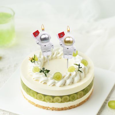 Space Astronaut Candle Birthday Party Cake Decoration Boy Girls Spaceship Cartoon Candles Cake Topper Home Decor