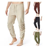 Summer New Mens Cotton Linen Casual Pants Loose Fashion Drawstring Elastic Waist Man Jogger Yoga Pants