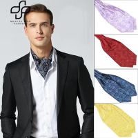 ชายคลาสสิกที่มีสีสันซาตินจัดเลี้ยงแต่งงานเนคไท Cravat Ascot Tie