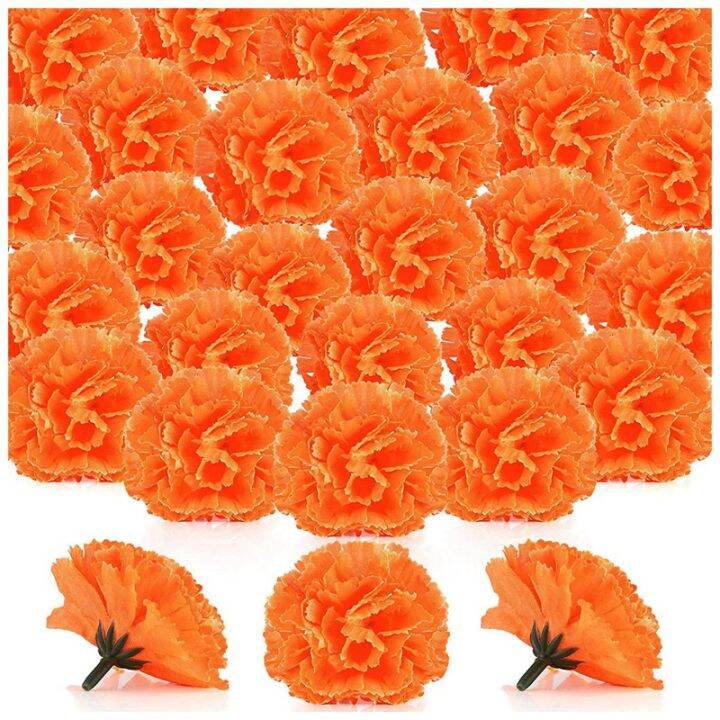 Marigold Flower Heads Bulk, 100Pcs Artificial Flowers Heads for