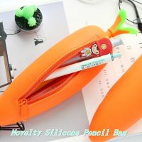 【CW】 1 Pc Novelty Silicone Stationery Carrot Pencil Pen Case Students Prize Gift School Supplies