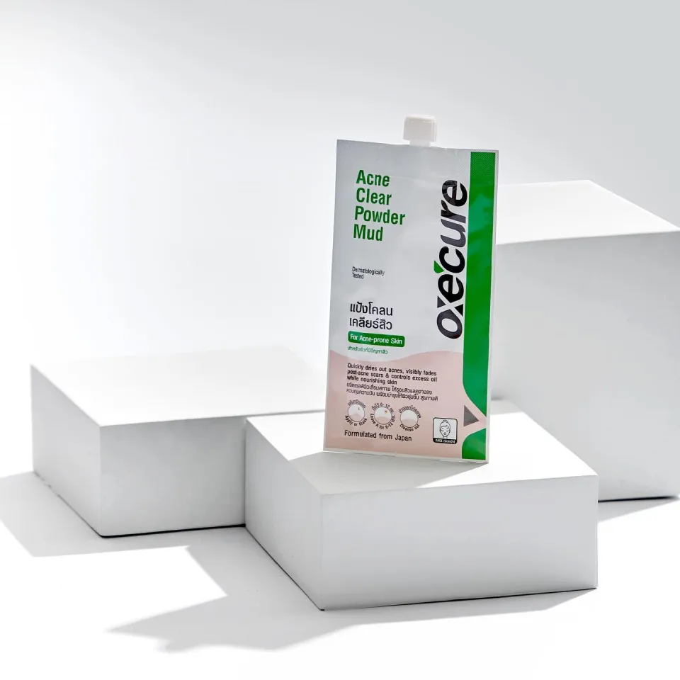 Exp 11/24 Oxe'cure แต้มสิว แป้งโคลนชมพูลดสิว พอกหน้า oxecure Acne Clear  Powder Mud 7 g จากประเทศญี่ปุ่น ****1 ซอง | Lazada.co.th