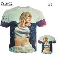 HX Taylor Swift นักร้องเพลงคันทรี่เสื้อยืดพิมพ์ลาย3D เสื้อยืดเปิดไหล่สำหรับผู้ชายและผู้หญิง