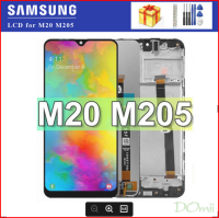 M20จอ LCD สำหรับ SAMSUNG Galaxy ขนาด6.3นิ้วของแท้ SM-M205อะไหล่ทดแทนประกอบหน้าจอดิจิตอลสัมผัสหน้าจอ LCD M205F