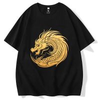 【Hot Sale】 new bronzing dragon high-quality short-sleeved t-shirt national trendy totem Chinese style plus size mens fashion